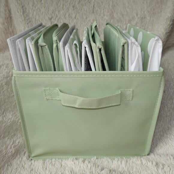 Set of 6 Babies R Use Folding Nursery Fabric Storage Cube with Handles - Sage - Picture 1 of 10